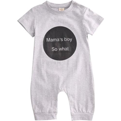 Romper Toddler Newborn Baby Boys Kids Short Sleeve Gray and Black Cotton Sunsuit Romper Jumpsuit Outfits Summer Clothes