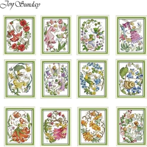 Joy Sunday Cross stitch Cartoon Cotton drawing Flower Faerie Cross stitch patterns DIY DMC Cross stitch Sets For Embroidery kits