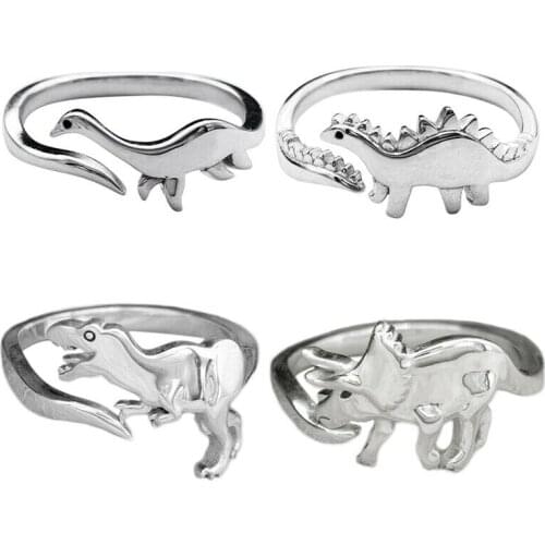 Dinosaur Rings Long-necked Dragon Stegosaurus Jewelry Toy Cute Animal Open Adjustable Ring Gift for Women Men Couples Rings