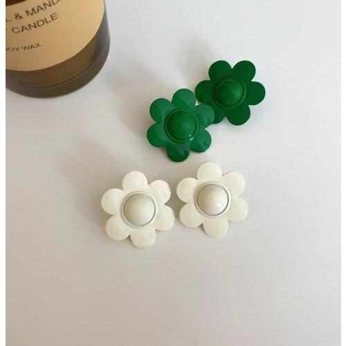 Korean Fashion Big Acrylic Flower Stud Earrings for Women Girls Sweet Elegant Temperament Earrings Exaggerated Jewelry