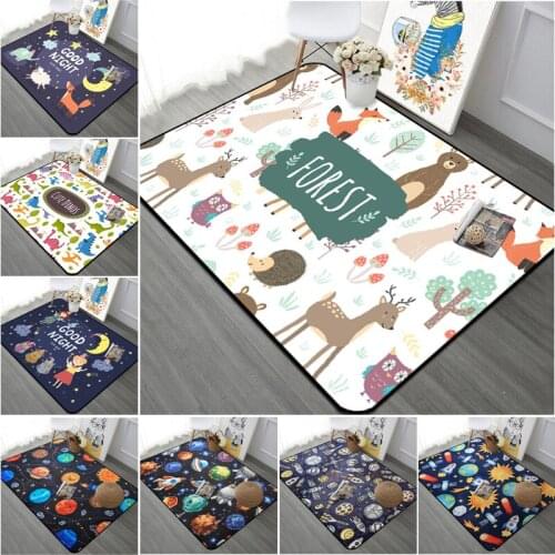 Animal/Stars Printed Short Plush Carpet Anti-Slip Floor Rug Soft Kids Playing Carpets for Living Room Indoor Bedroom Rug