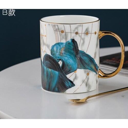 Creative Irregular Ceramic Coffee Cup with Gold Handle Handmade Pottery Tea Cup Travel Kitchen Tableware Nordic Home Coffee Cup