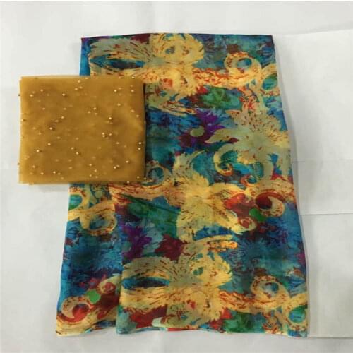 LX!Fashion High Quality African Silk Chiffon Printed Fabric For Ladies To Wear Soft And Comfortable Printed Silk Fabric! F33025