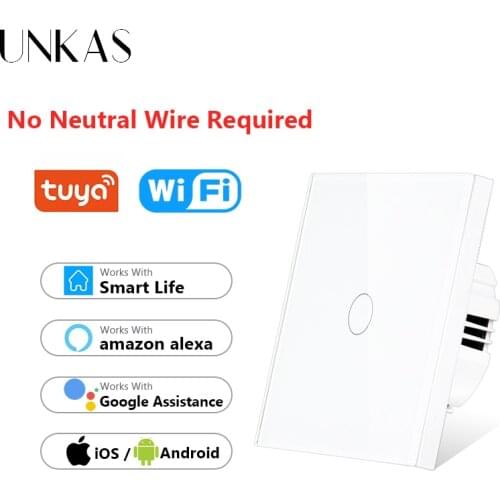 Wifi Wall Touch Switch EU No Neutral Wire Required Smart Light Switch 1 2 3 Gang 220V Tuya Smart Home Support Alexa Google Home