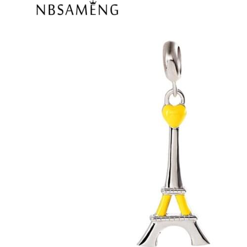 New Authentic 100% 925 Sterling Silver Bead Charm Eiffel Tower France Pendant Charms Fit Bracelets Women Diy Jewelry