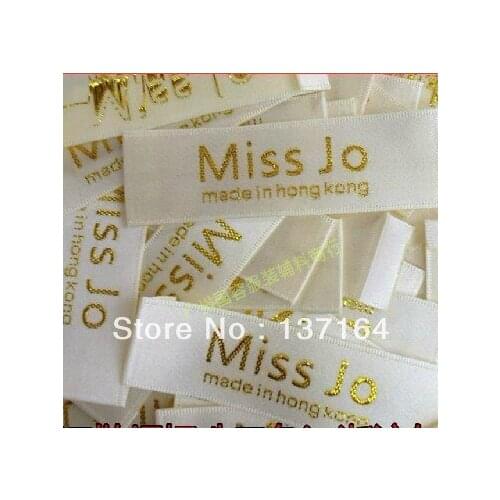 Wholesale Free Shipping Customize Logo Garment Label Golden or Silver Logo Woven Label customize Logo Garment Care Label