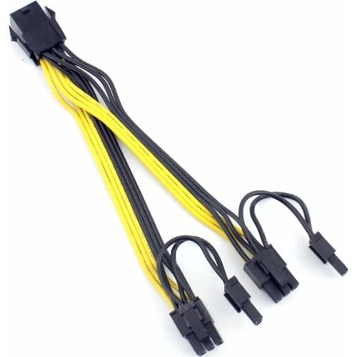 PCIE 6-pin to Dual 6+2pin (6-pin/8-pin) Power Splitter Cable Graphics Card PCI Express 6Pin Female to Dual 8Pin Male Power Cable