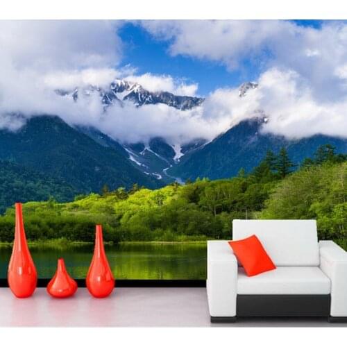 Scenery Mountains Lake Forests Clouds Nature wallpaper,living room tv sofa wall 3d room wallpaper landscape papel de parede