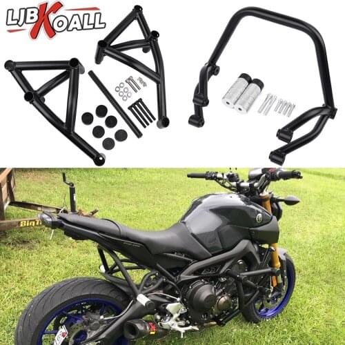 2 Set Stunt Subcage Rear Passenger Peg Protector & Engine Guard Crash Bar for Yamaha MT09 FZ09 Tracer MT-09 FZ-09 2014-2017 2016