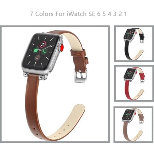 Thin Womens Leather Strap for iWatch Series 6 3 38/42mm Belt Wristband Bracelet for Apple Watch Band 6 SE 5 4 40/44mm Watchband