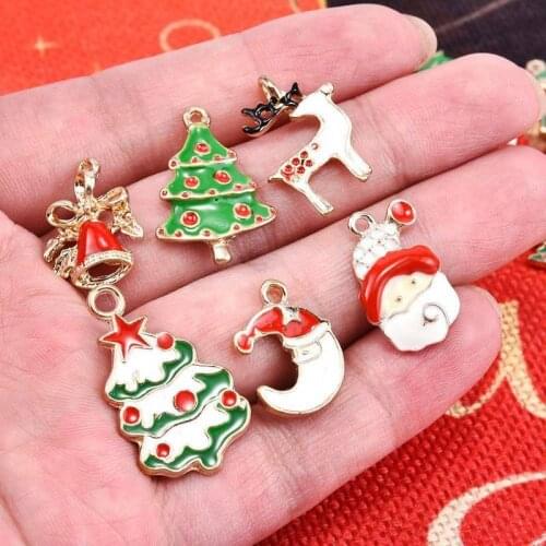 20Pcs/Set Mixed Metal Enamel Alloy Mixed Christmas Charms Pendant Jewelry DIY Craft Making Xmas Tree Decoration Accessories