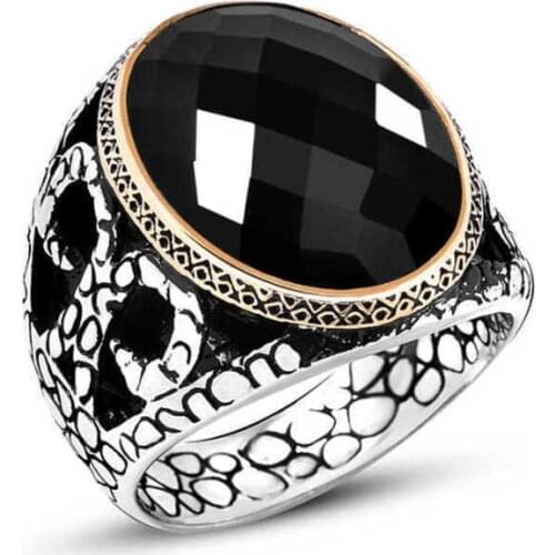 Tevuli 925 Sterling Silver Black Zircon Stone Mens Ring