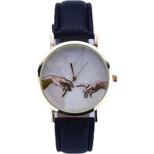 Top Fashion Waterproof High Quality Women Genuine Leather Vintage Quartz Couple Watch Bracelet Fine Pattern Wristwatches Gift