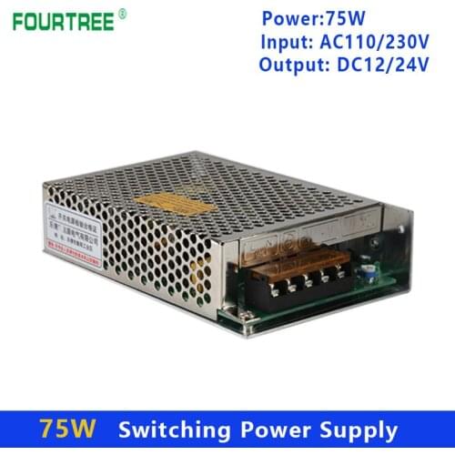 75W Switching Power Supply Light Transformer AC 110V 220V To DC 12V/6A 24V/3.2A Power Supply Source Adapter S-75-12 S-75-24