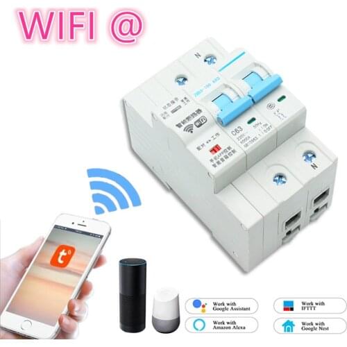 2P WiFi Smart Circuit Breaker with Energy monitoring and meter function for Amazon Alexa and Google home