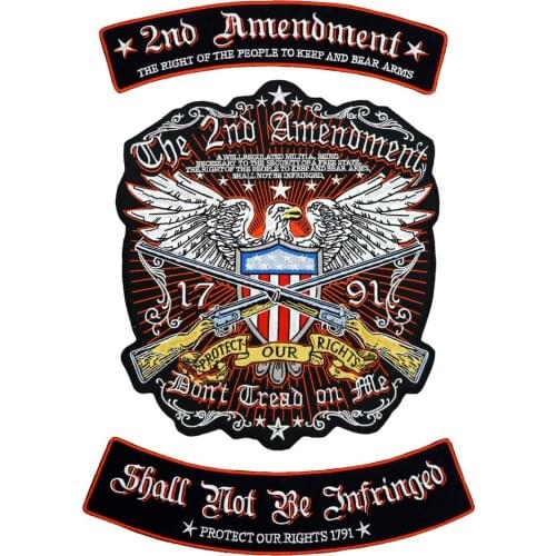 THE 2ND AMENDMENT AMERICAN EAGLE BACK Embroidered punk biker Patches Clothes Stickers Apparel Accessories Badge 3PCS/SET
