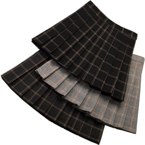 A-line above knee length Skirt tennis skirt 2021 New Womens Fall/Winter Skirt High Waist Folded Skirt