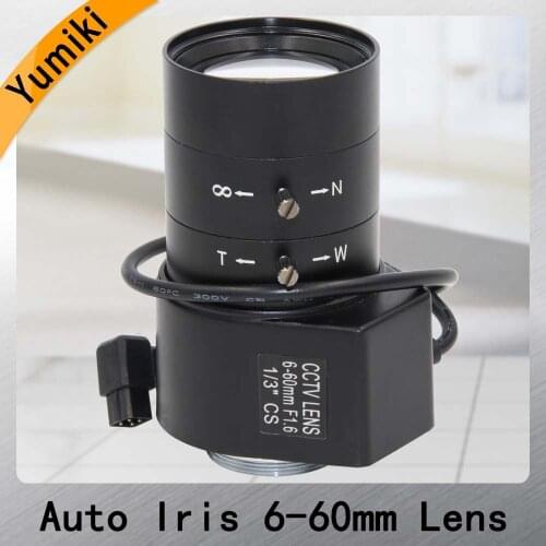 Yumiki 1.3MP 1/3" 6-60mm F1.6 CS Mount DC Auto Iris Varifocal IR CCTV Lens for Box Body Camera for Surveillance camera