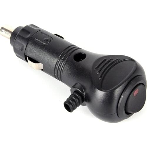 1pc Motor Car Cigarette Lighter Socket Plug LED With Switch Male Charger Connector