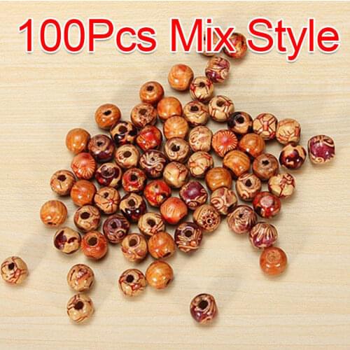 100 mixed dirty braided wooden beads 9x10mm, suitable for weaving hair accessories, jewelry, necklaces, bracelets, etc