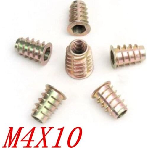 1000pcs m4*10 m4 x 10 Furniture Wood Insert Nut Dowel Screw Fixing for Furniture Legs and Bun Feet