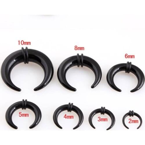 2pcs Gauge Acrylic Buffalo Horn Taper Claw Flesh Tunnels Bull Expander Ear Stretcher Black