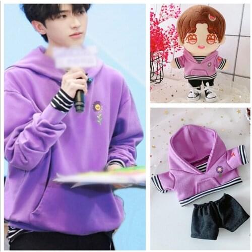 20CM DIY Star EXO Doll Baby Clothing shirt shoes Sweater Casual Denim Shorts Plush Doll Clothes Accessories