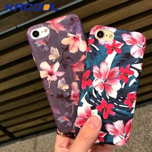 2019 Phone Case KACOOL Hard PC Case For iPhone 6 6s Plus Flower Flora Pattened Matte Cover For iPhone 7 8 Plus Case Cover