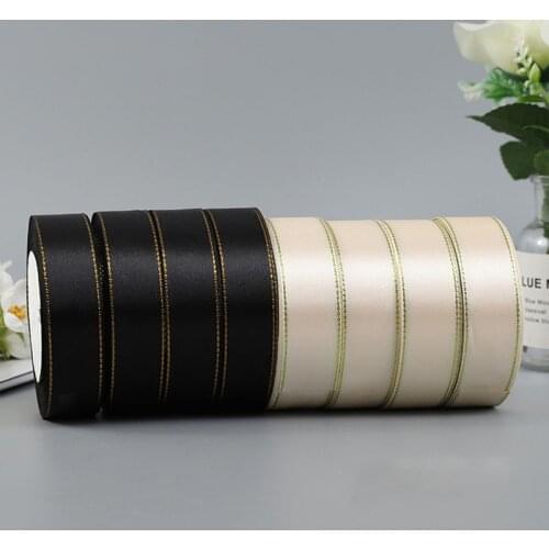 25Yards Glittering Gold Lace Satin Ribbon 2CM 2.5CM For Wedding Decoration Hair Bows Gift Wrapping DIY Handmade Materials