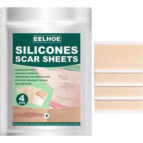 4 Pcs Scar Removal Scar Strips Burn Scar Removal Silicone Sheet Patch Scar Skin Repair Scar Treatment for Acne Trauma Burn Scar
