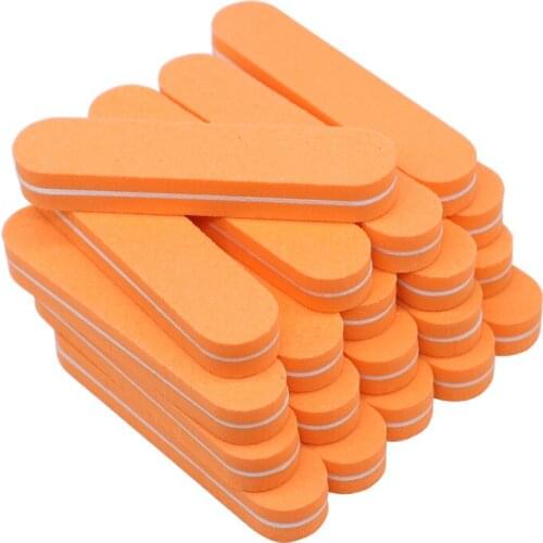 50pcs Mini Soft Nail Buffer Buffing Sanding Files Block Nail Art Tips Manicure Tool Yellow Double-sided 100/180 Sponge Nail File