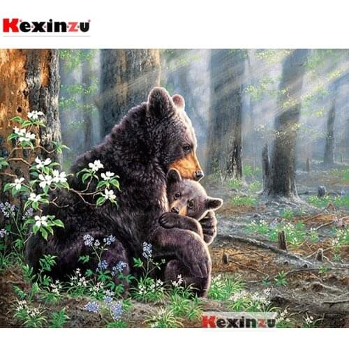 5d diy Diamond Painting Black bear mother and child diamond embroidery Cross stitch Full drilling birthday present Round drill
