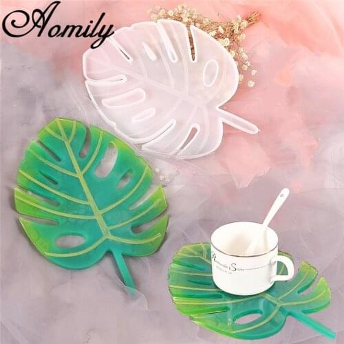Amoliy DIY Crystal Epoxy Mold Leaf Pattern Silicone Mold Mirror Mold Coaster Epoxy Mold Resin Molds for Jewelry Cake Decoration