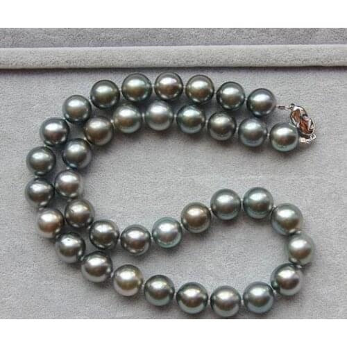 Free shipping classic round 11-12mm silver grey pearl necklace 18inch925s