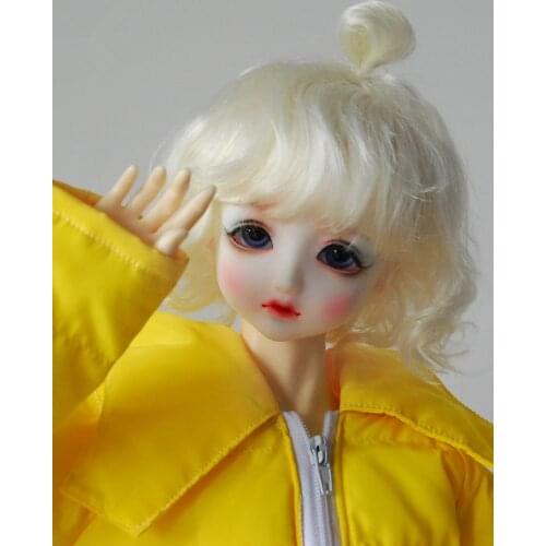 BJD doll wig is suitable for 1/3 1/4 1/6 1/8 size cute bun head fringe curl imitation mohair doll accessories