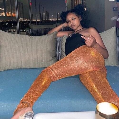 Glitter Women Clubwear Pants 2020 Fashion Slim Streetwear Party Night Club Trousers Female Autumn Skinny Stretchy Pantalones