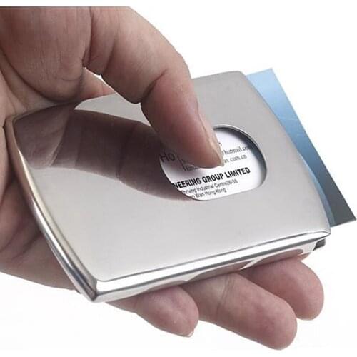 Oswego Credit Card Case Stainless ID Card Holders Men Business Card Box Hand push Bank Card Case Mini Unisex 2019 New