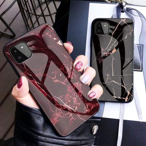 For Samsung Galaxy A22 5G 4G 2021 Marble Tempered Glass Case Galaxy A22 A 22 Frame Hard Glass Back Cover for Galaxy A22 Case