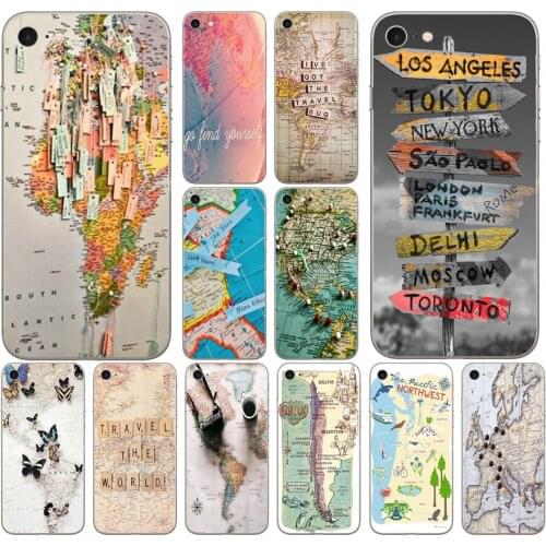 110DD World Map Travel Plans Clear Soft Silicone Cover Case for iphone 5 5s se 6 6s 8 plus 7 7 Plus X XS SR MAX case
