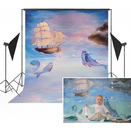 Newborn Backdrop Fantasy Whale Protrait Boy 1st Birthday Party Photography Background Baby Shower Kids Cake Table Decoration