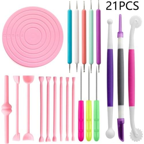 Clay Tool 21 Piece Set Point Drill Pen DIY Carving Knife Thousand Clay Doll Eye Mold Turntable Molds Polymer Clay Tools