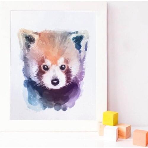 Red Panda Prints Nursery Wall Art Poster Decor Watercolor Woodland Animal Canvas Painting Picture Kids Room Wall Decoration