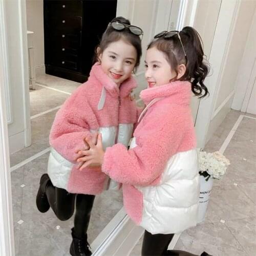 2021 Winter New Childrens Warm Cotton Jackets Girls Clothes Kids & Babys Patchwork Coats Fashion Girls Warm Outerwears D101