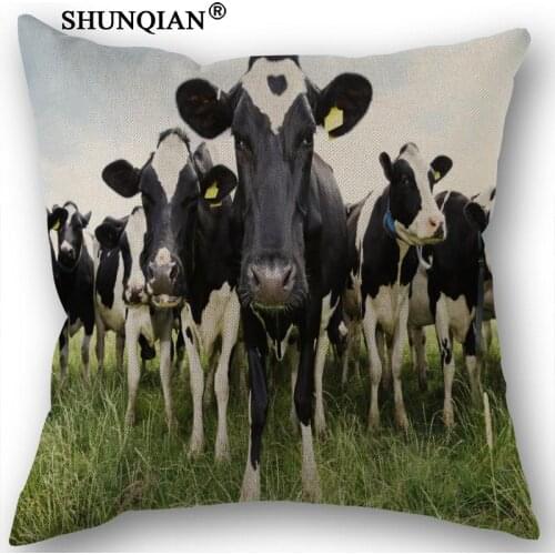 Linen Cotton Pillowcase cow Pillow Cover Home Textiles Decorative Pillowcase Customize Gift 45x45cm one side