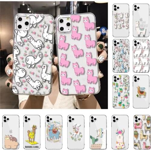 Cute Llama Alpaca Animals Cartoon Sheep Phone Case For iPhone 11 12 pro XS Max XR X Case for iPhone 7 8 6 6S plus SE2 12mini