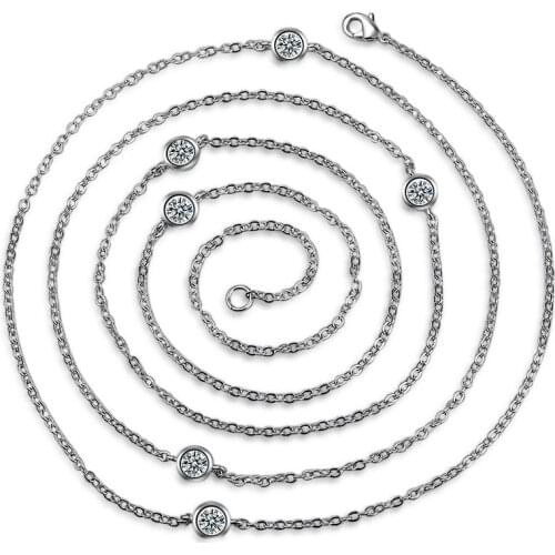 Trendy Silver 925 Necklace For Women Party Accessories Fashion Zircon Round Chain Necklace Accessories Female Girls Christmas