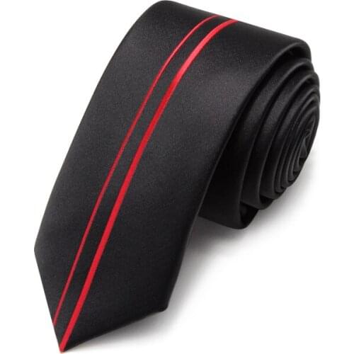 Fashion Business Black Red Striped Ties for Men 5.5cm Slim Necktie Designer Brand Skinny Mens Work Interview Ties with Gift Box