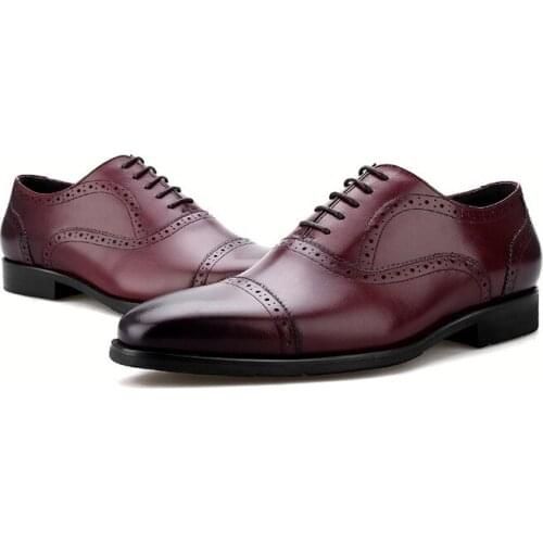 Fashion Black / Brown / Blue / Tan Oxfords Mens Wedding Dress Shoes Genuine Leather Business Shoes Male Social Shoes