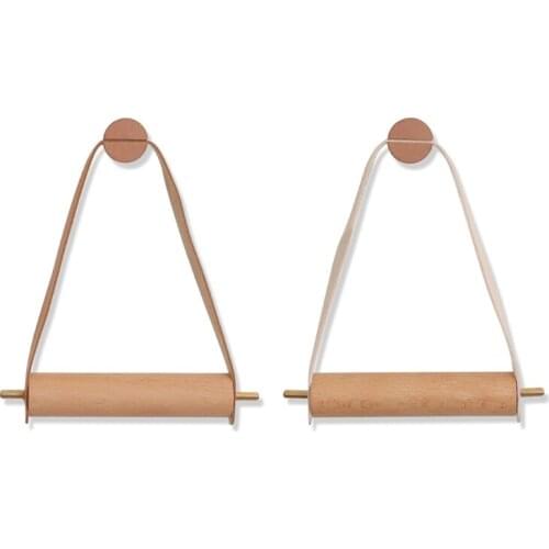 Wooden Tissue Roll Dispenser Wall-mounted Towel Holder Storage Shelf Wall Hanger Napkin Holder Brown/ White Handmade