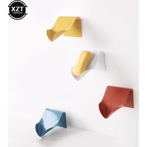 Wall Self Mounted Adhesive Soap Holder Drain Wall Mounted Soap Holder Bathroom Shower Soap Dish Shower Plates Soap Storage Box